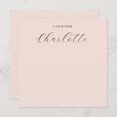 Girly Monogram Script Kalligrafie Blush Pink Notitiekaartje (Voorkant / Achterkant)