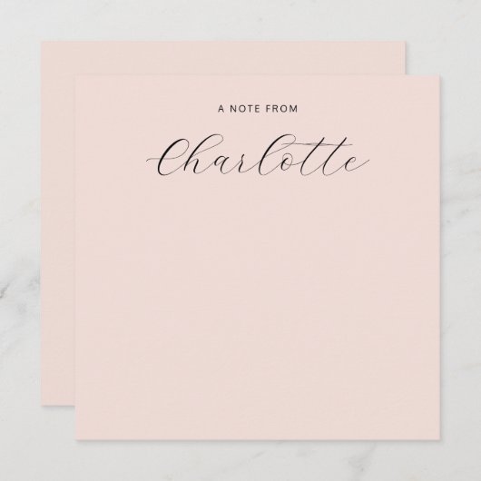 Girly Monogram Script Kalligrafie Blush Pink Notitiekaartje (Voorkant / Achterkant)