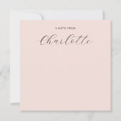 Girly Monogram Script Kalligrafie Blush Pink Notitiekaartje (Voorkant)