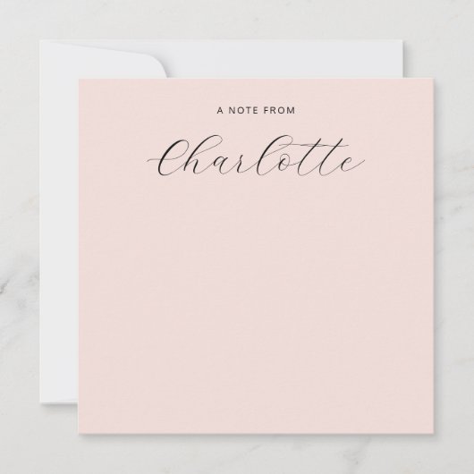 Girly Monogram Script Kalligrafie Blush Pink Notitiekaartje (Voorkant)