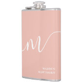 Girly Monogram Script Kalligrafie Coral Blush Pink Heupfles (Links)