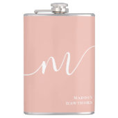 Girly Monogram Script Kalligrafie Coral Blush Pink Heupfles (Voorkant)