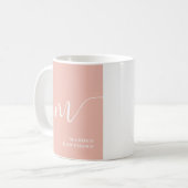 Girly Monogram Script Kalligrafie Coral Blush Pink Koffiemok (Voorkant links)