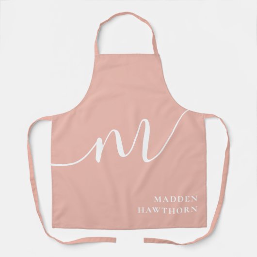 Girly Monogram Script Kalligrafie Coral Blush Pink Schort (Voorkant)