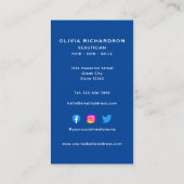 Girly Monogram Script Naam Blauw Wit Rood Verticaa Visitekaartje (Achterkant)