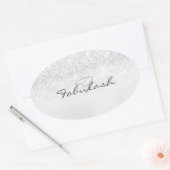 Girly Monogram Spark Glitter Silver Grey Name 16th Ovale Sticker (Envelop)