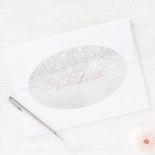 Girly Monogram Sparkly Glitter Roze Grijs Naam 16e Ovale Sticker (Envelop)