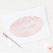 Girly Monogram Sparkly Glitter Roze Pastel Naam 16 Ovale Sticker (Envelop)