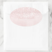 Girly Monogram Sparkly Glitter Roze Pastel Naam 16 Ovale Sticker (Tas)