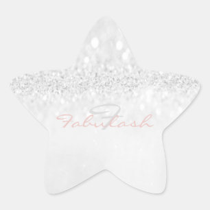 Girly Monogram Sparkly Glitter Roze Ster Grijs Sticker