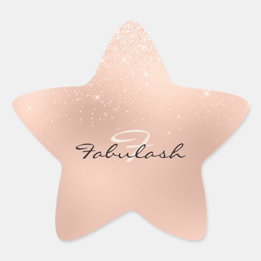 Girly Monogram Sparkly Glitter Roze Zoet 16e Ster Sticker (Voorkant)
