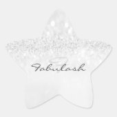 Girly Monogram Sparkly Glitter Zilveren Ster Grijs Sticker (Voorkant)