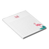 Girly Monogram Tropische Bladeren Roze Flamingo Vo Notitieblok (Schuin)