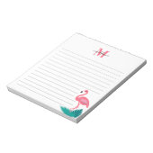Girly Monogram Tropische Bladeren Roze Flamingo Vo Notitieblok (Linkerzijde)