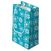 Girly Monogram Turquoise Daisy Flowers met naam Klein Cadeauzakje (Achterkant Gekanteld)