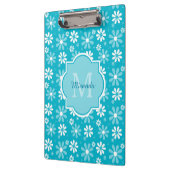 Girly Monogram Turquoise Daisy Flowers met naam Klembord (Links)