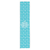 Girly Monogram Turquoise Daisy Flowers met naam Korte Tafelloper (Voorkant)