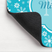 Girly Monogram Turquoise Daisy Flowers met naam Muismat (Hoek)