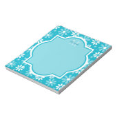 Girly Monogram Turquoise Daisy Flowers met naam Notitieblok (Linkerzijde)