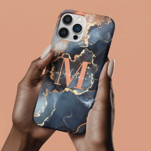 Girly Monogram Typografie Marble Agate Abstract iPhone 13 Pro Max Hoesje