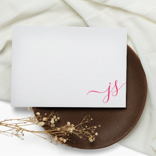 Girly Monogrammed Calligrafie Helder Roze Notitiekaartje