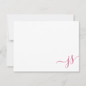 Girly Monogrammed Calligrafie Helder Roze Notitiekaartje (Voorkant)