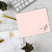 Girly Monogrammed Kalligrafie Blush Roze Notitiekaartje
