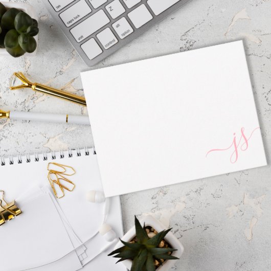 Girly Monogrammed Kalligrafie Bord Roze Notitiekaartje