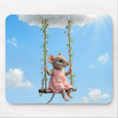 Girly Mouse On a Swing Muismat (Voorkant)