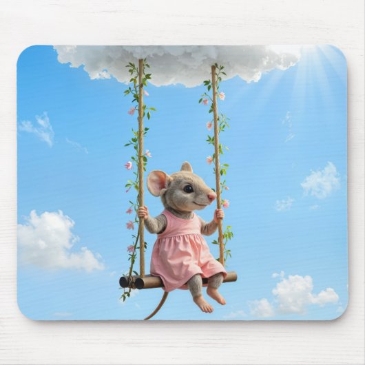 Girly Mouse On a Swing Muismat (Voorkant)
