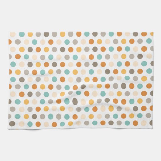 Girly Multi Color Polka Dots Oranje Blue Theedoek (Horizontaal)