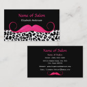 Girly Mustache Pink en Black Leopard Hair Salon Visitekaartje (Voorkant / Achterkant)