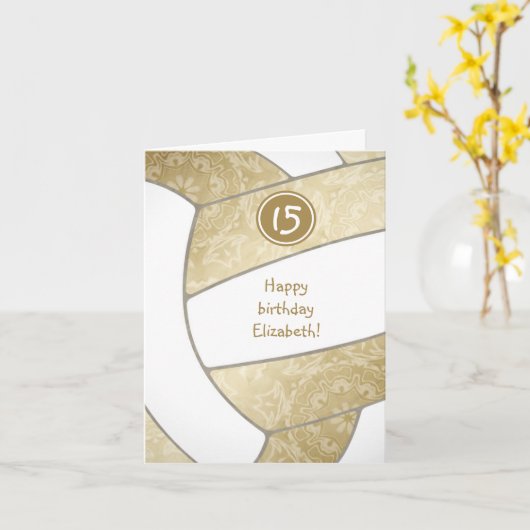 girly muted Gold volleyball - verjaardag bij elke  Kaart (Gele Bloem)