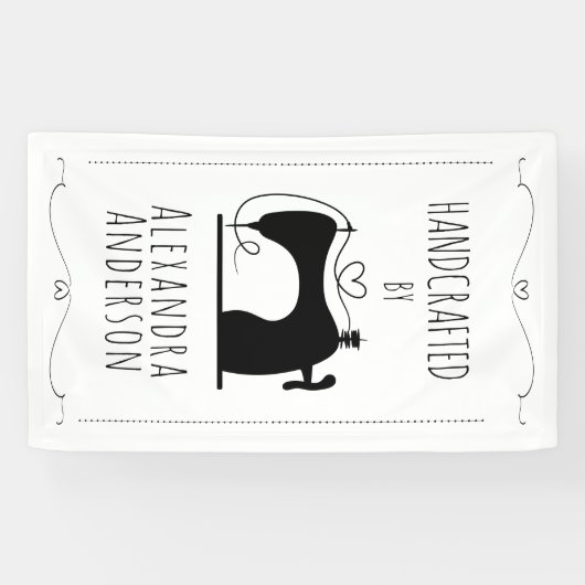 Girly  naaimachine handwerk minimaal spandoek (Horizontaal)