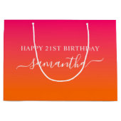 Girly Naam 21e Verjaardag Bright Pink Sinaasappel Groot Cadeauzakje (Voorkant)