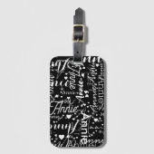 Girly Naam Harten en Sterren Zwart-wit Bagagelabel (Voorkant (verticaal))