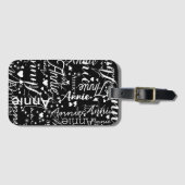 Girly Naam Harten en Sterren Zwart-wit Bagagelabel (Voorkant (horizontaal))