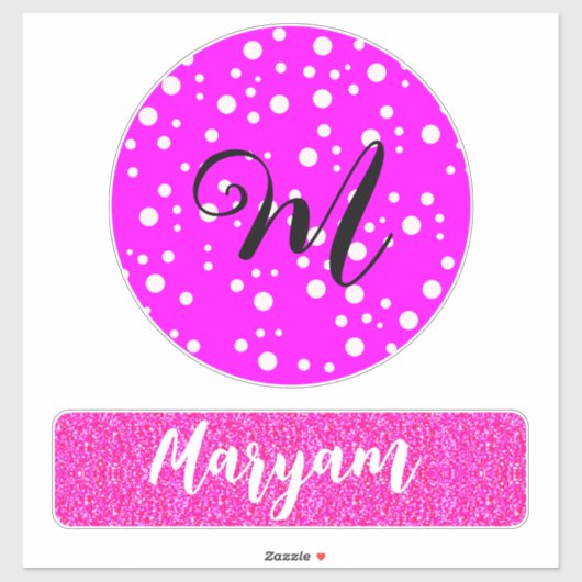Girly Naam & Monogram, Reis Roze Koffer Sticker (Vel)