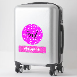 Girly Naam & Monogram, Reis Roze Koffer Sticker