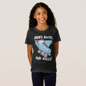 Girly Naam Pastel Blauw Roze Roller Schaats T-shirt (Voorkant volledig)