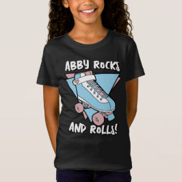 Girly Naam Pastel Blauw Roze Roller Schaats T-shirt