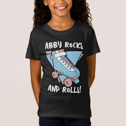 Girly Naam Pastel Blauw Roze Roller Schaats T-shirt (Voorkant)