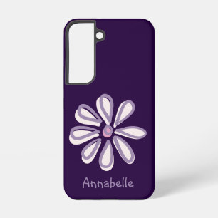 Girly Naam Violet Blush Flower Doodle Samsung Galaxy Hoesje