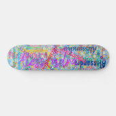 Girly Name Collage Skateboard met bloemen (Horizontaal)
