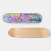Girly Name Collage Skateboard met bloemen (Horizontaal)