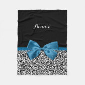 Girly Name Leopard Print  Cobalt Blue Ribbon Fleece Deken (Voorkant)