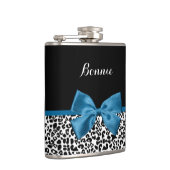 Girly Name Leopard Print  Cobalt Blue Ribbon Heupfles (Rechts)