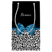 Girly Name Leopard Print  Cobalt Blue Ribbon Klein Cadeauzakje (Voorkant)