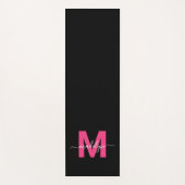Girly Name Monogram Zwart Roze Yogamat (Voorkant)