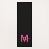 Girly Name Monogram Zwart Roze Yogamat (Achterkant)